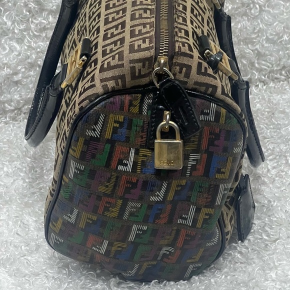 FENDI Multicolor Zucchino Coated Canvas Spalmati Forever Boston Bag - Picture 4 of 16